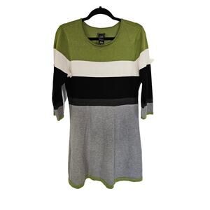 JH color block sweater dress Womens large green gray black preppy viscose sale